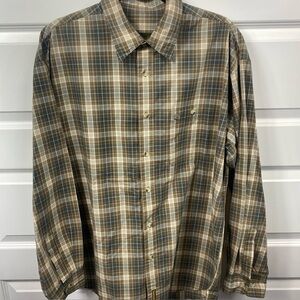 Vintage Timberland Mens Plaid Check Long Sleeve Shirt Browns Large LG Fall 2000